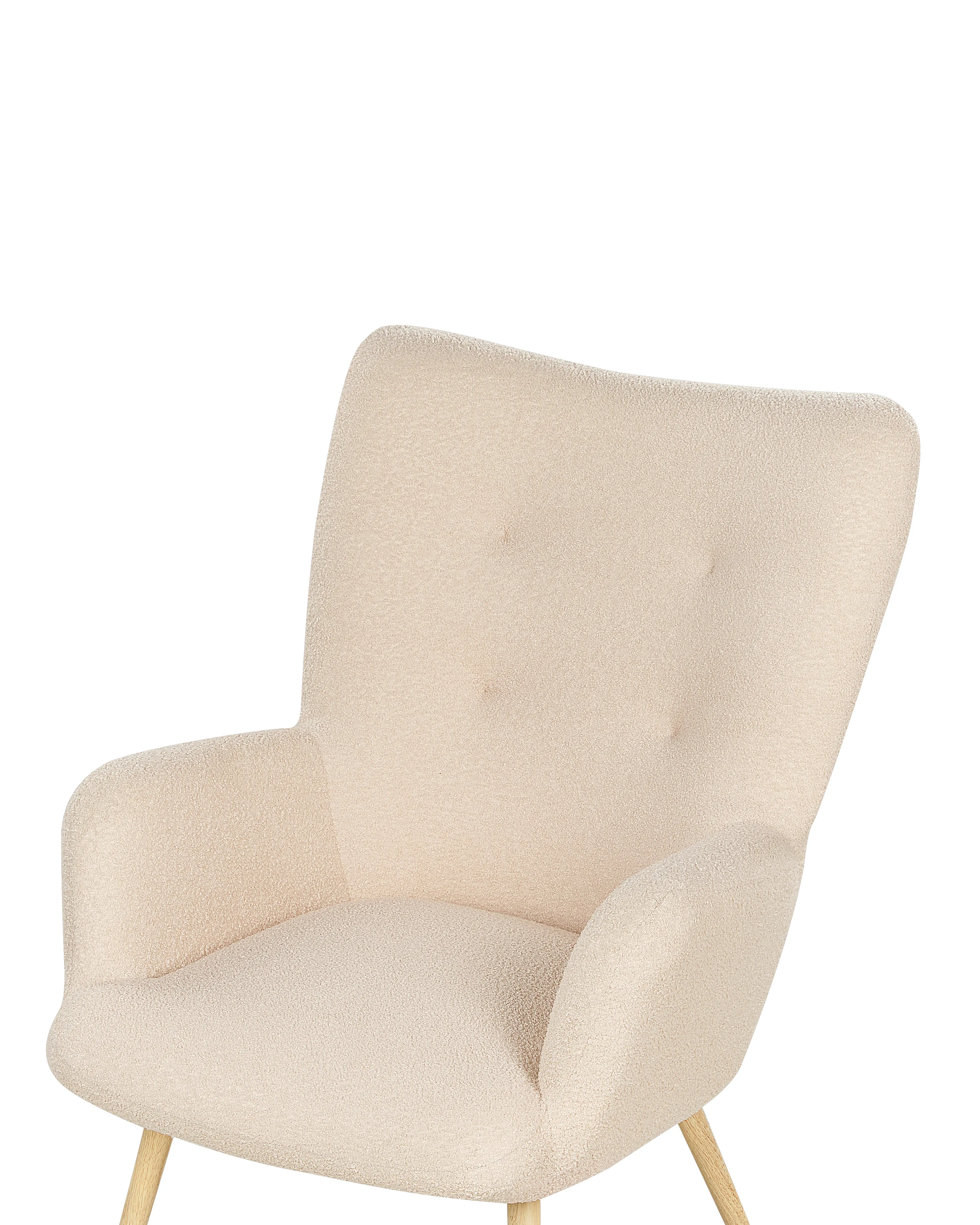 Oorfauteuil VEJLE met voetenbank Bouclé Beige