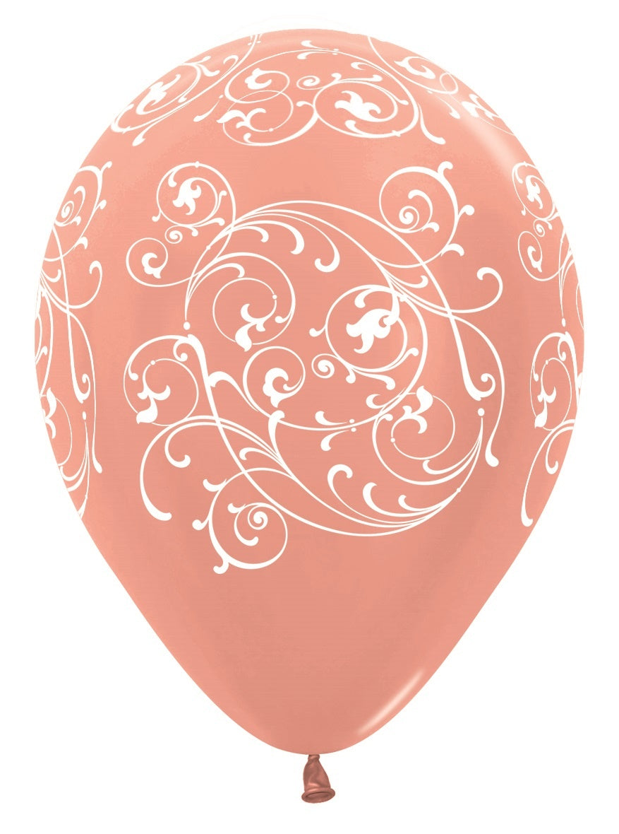 Ballonnen Filigree Metallic Rose Gold 30cm 25st