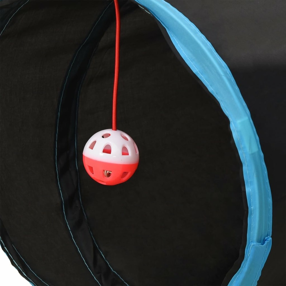 Tunnel pour chats à 5 voies noir et bleu 25 cm polyester