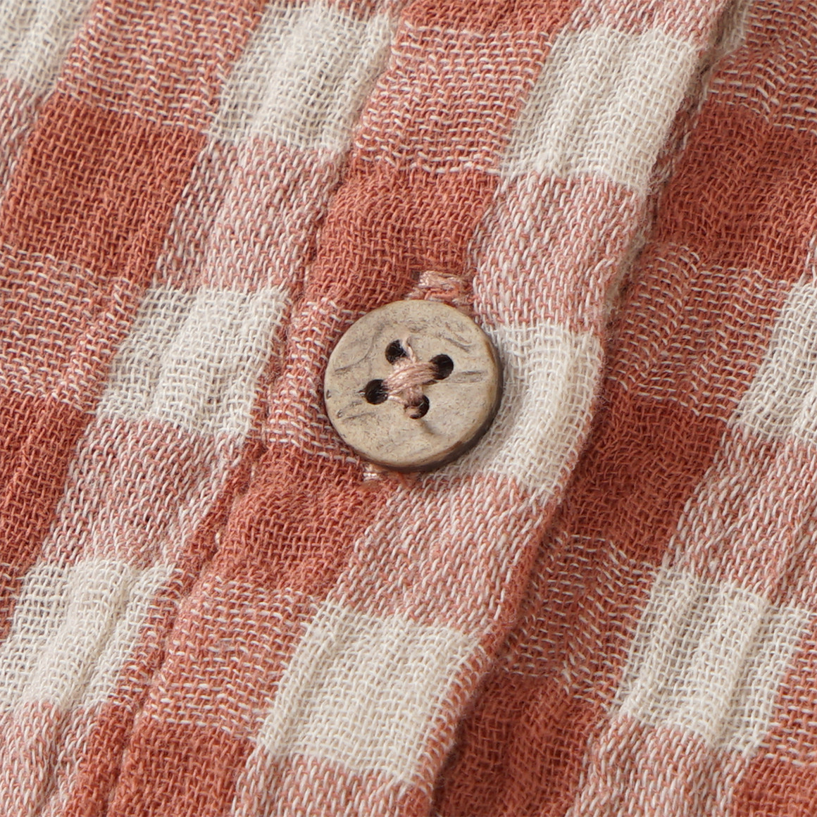 Topomini Pure Collection Baby Musselin-Kleid mit Karo-Muster terracotta / beige