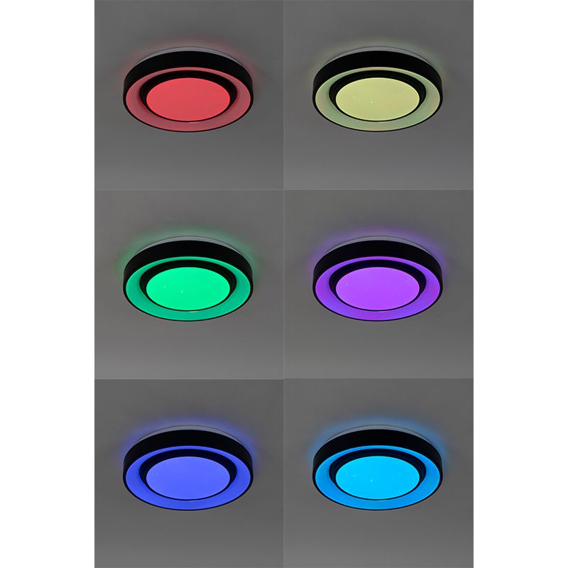 Smart moderne plafondlamp zwart 38 cm incl. LED en RGB - Jochie