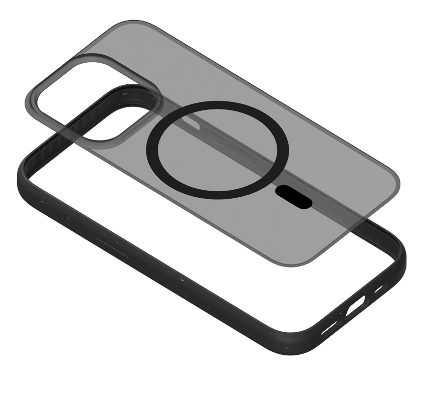 iPhone 14 Pro MagSafe ClearCase Schutzhülle Vegan Biologisch Abbaubar (ECO639) - Schwarz / Transparent (Matt)