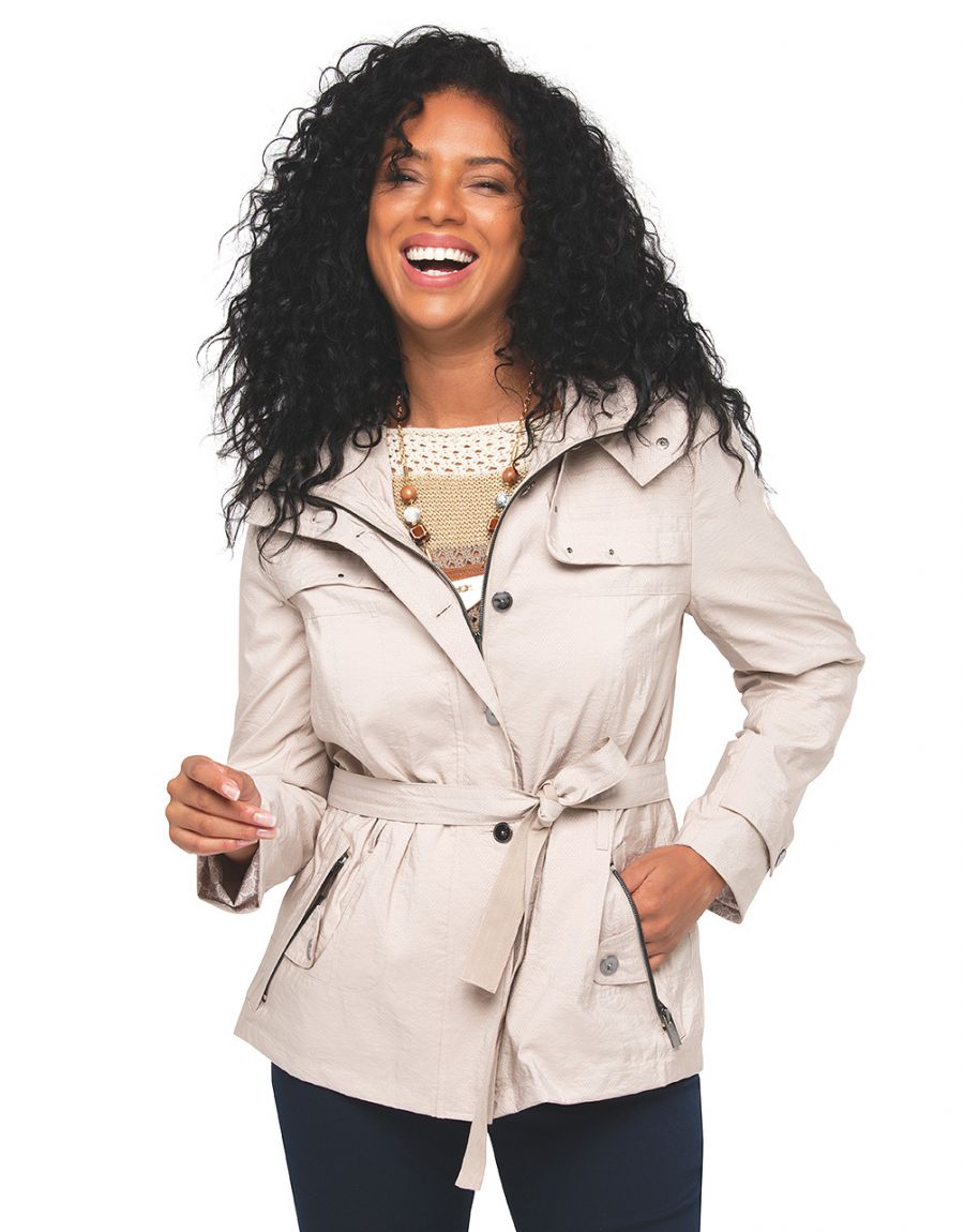 Parka mi-longue beige