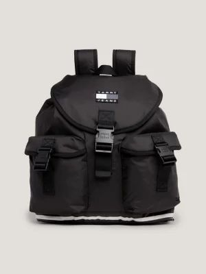 Mochila com aba reciclada e emblema Heritage