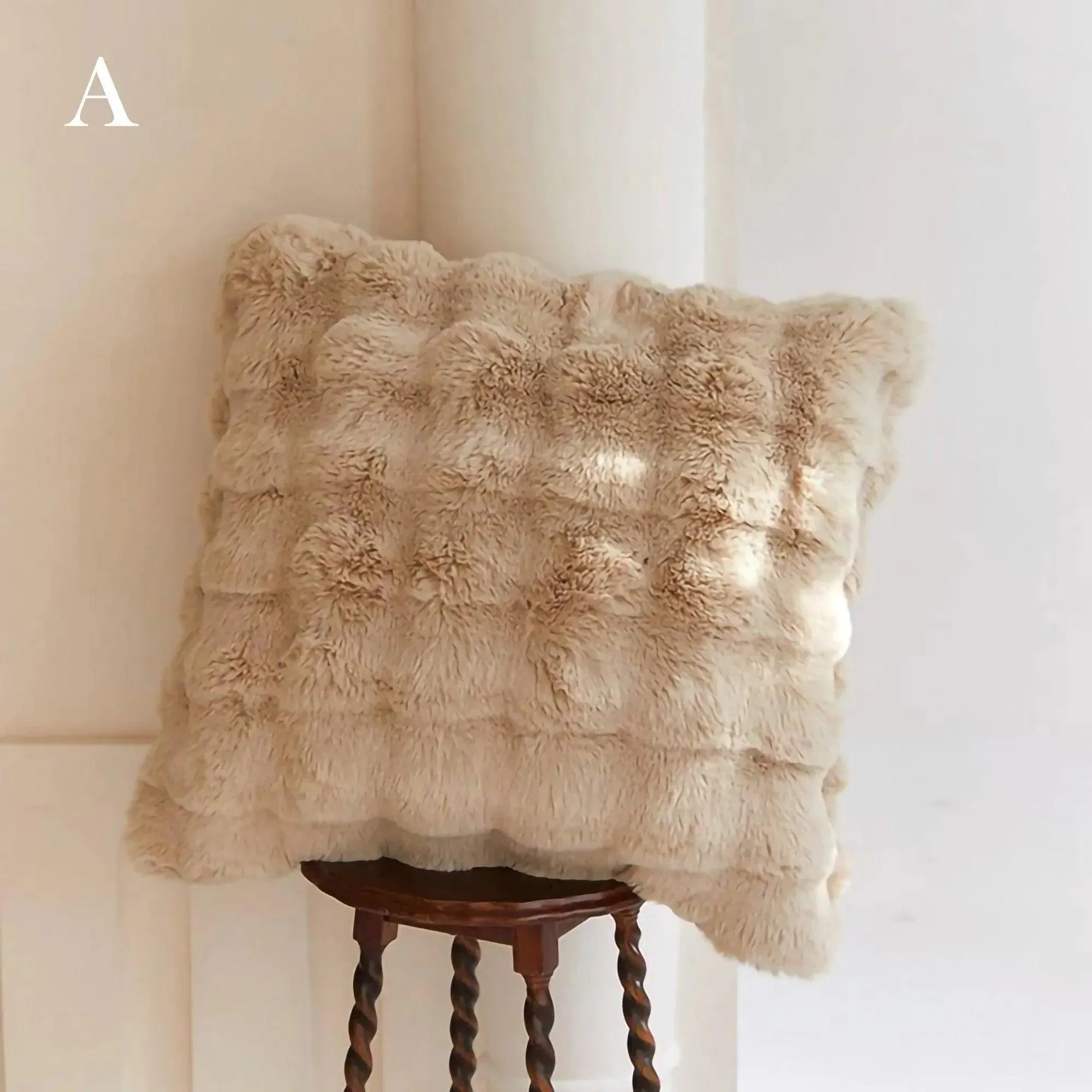 Neutral Luxury Fluffy Fur Throw Pillow | High-end Warm Comfortable Cushions with pilling| for Beds Living Room Sofa Home Decor