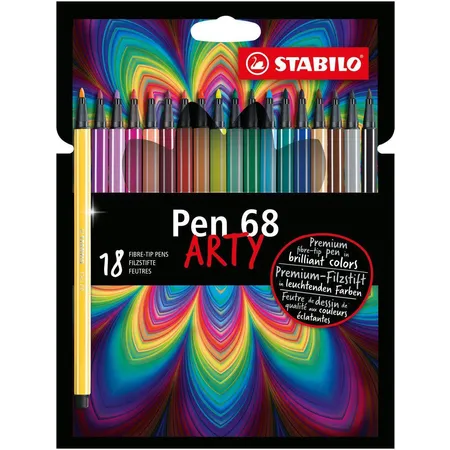 Premium-Filzstift - STABILO Pen 68 - ARTY - 18er Pack - mit 18 verschiedenen Farben