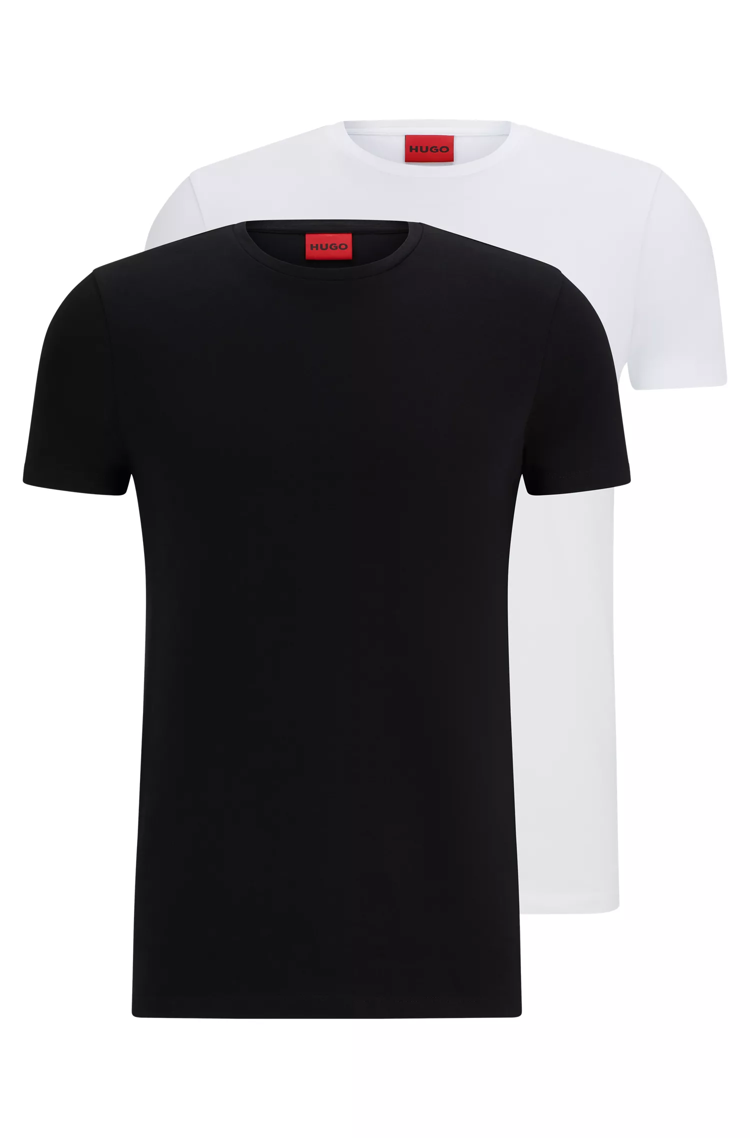 HUGO Vermelho - Pacote com duas camisetas slim fit em algodão elástico.
