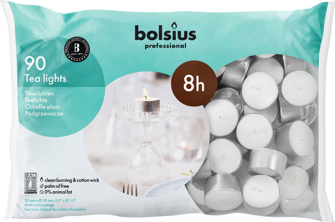 Bolsius Horeca Theelichten Wit (90 stuks)