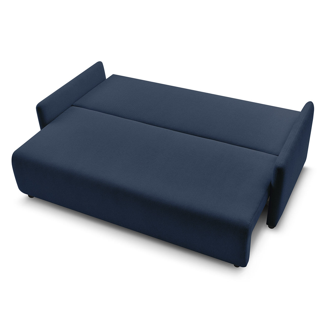 Bobochic Canapé droit convertible coffre marcel tissu lisse bleu foncé - 211x100x86 cm