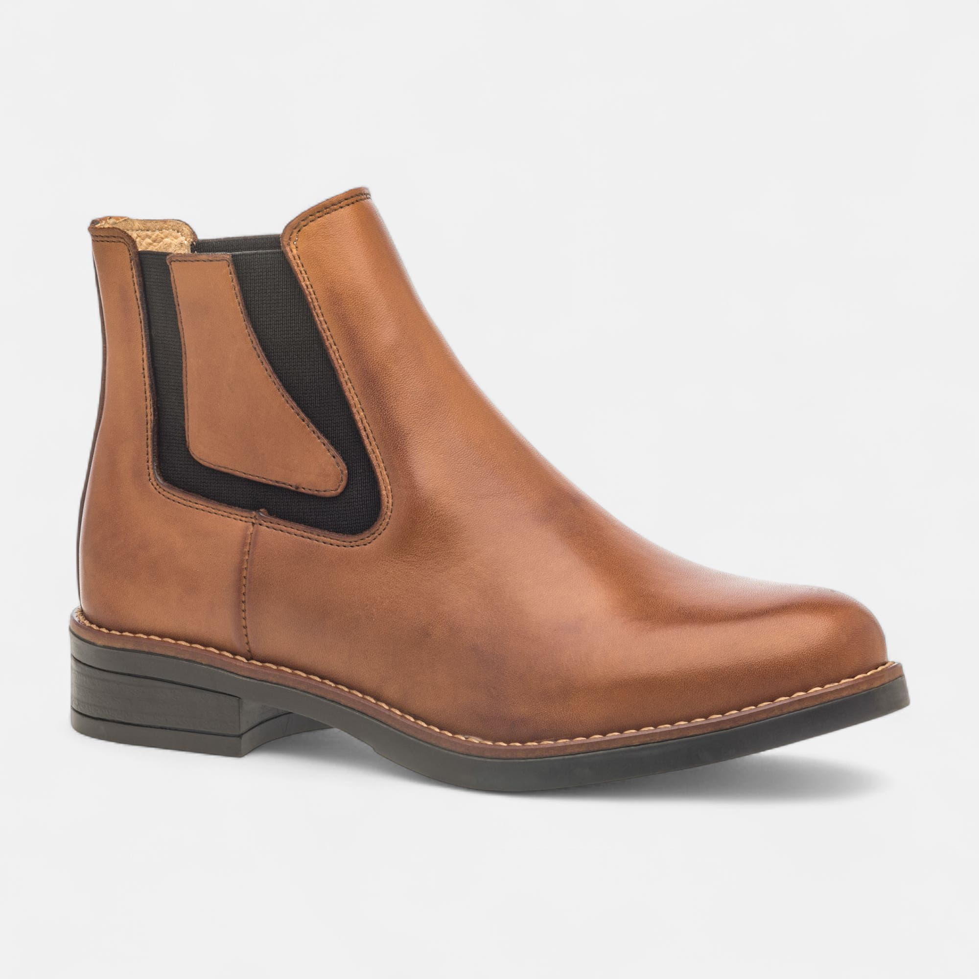 Boots chelsea Femme en cuir cognac
