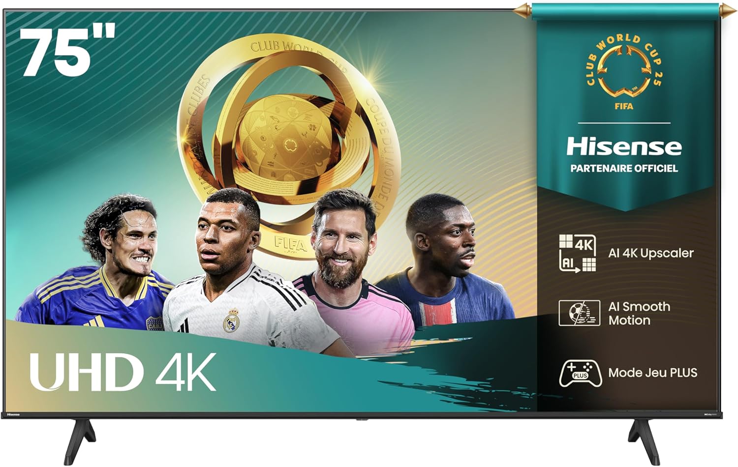 Hisense 43 inch 43A6Q 4K UHD Dolby Vision HDR VIDAA Smart TV with Youtube, Netflix, Disney+, Channel + (2025 Model) [Classe énergétique G]