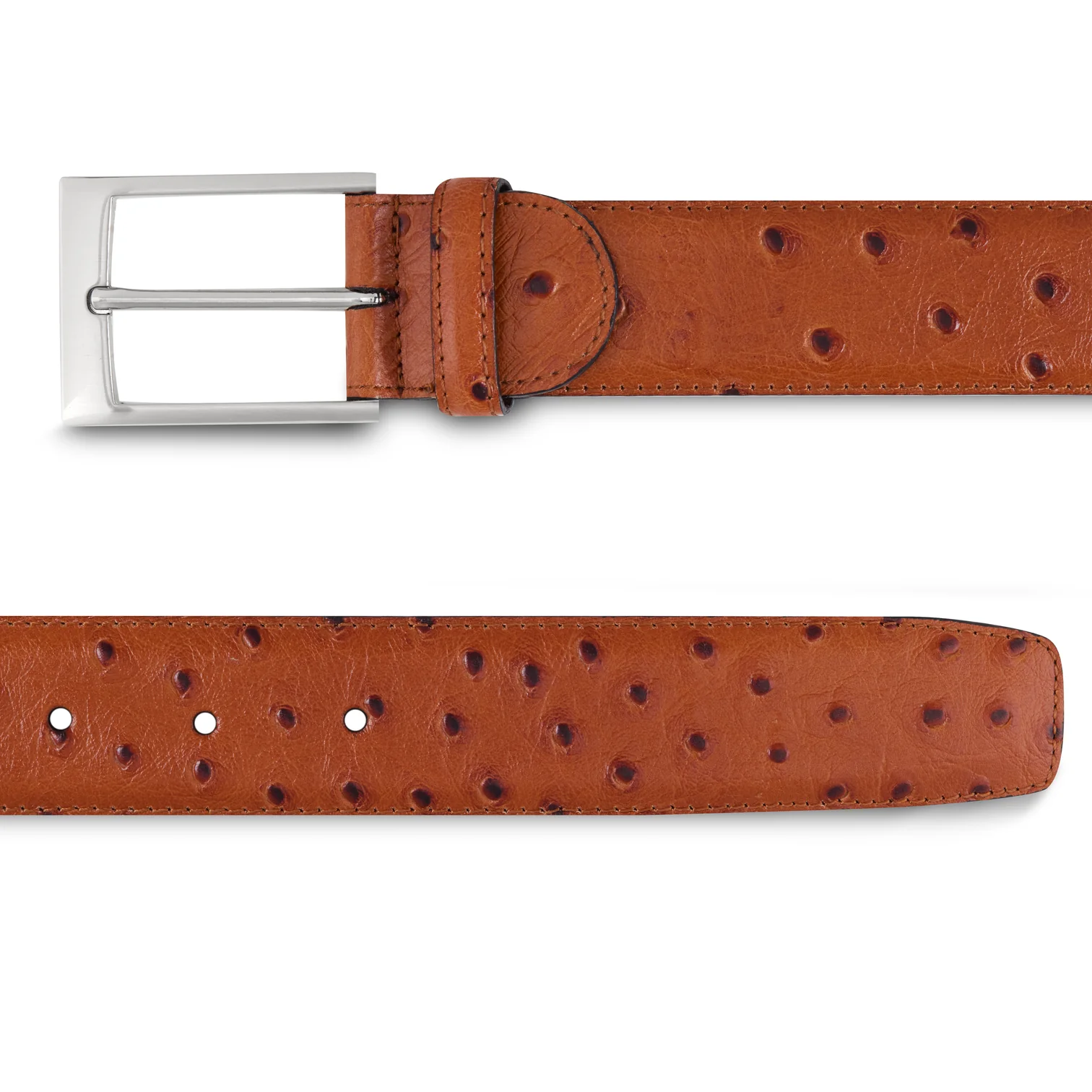 Ceinture homme en cuir façon autruche gold