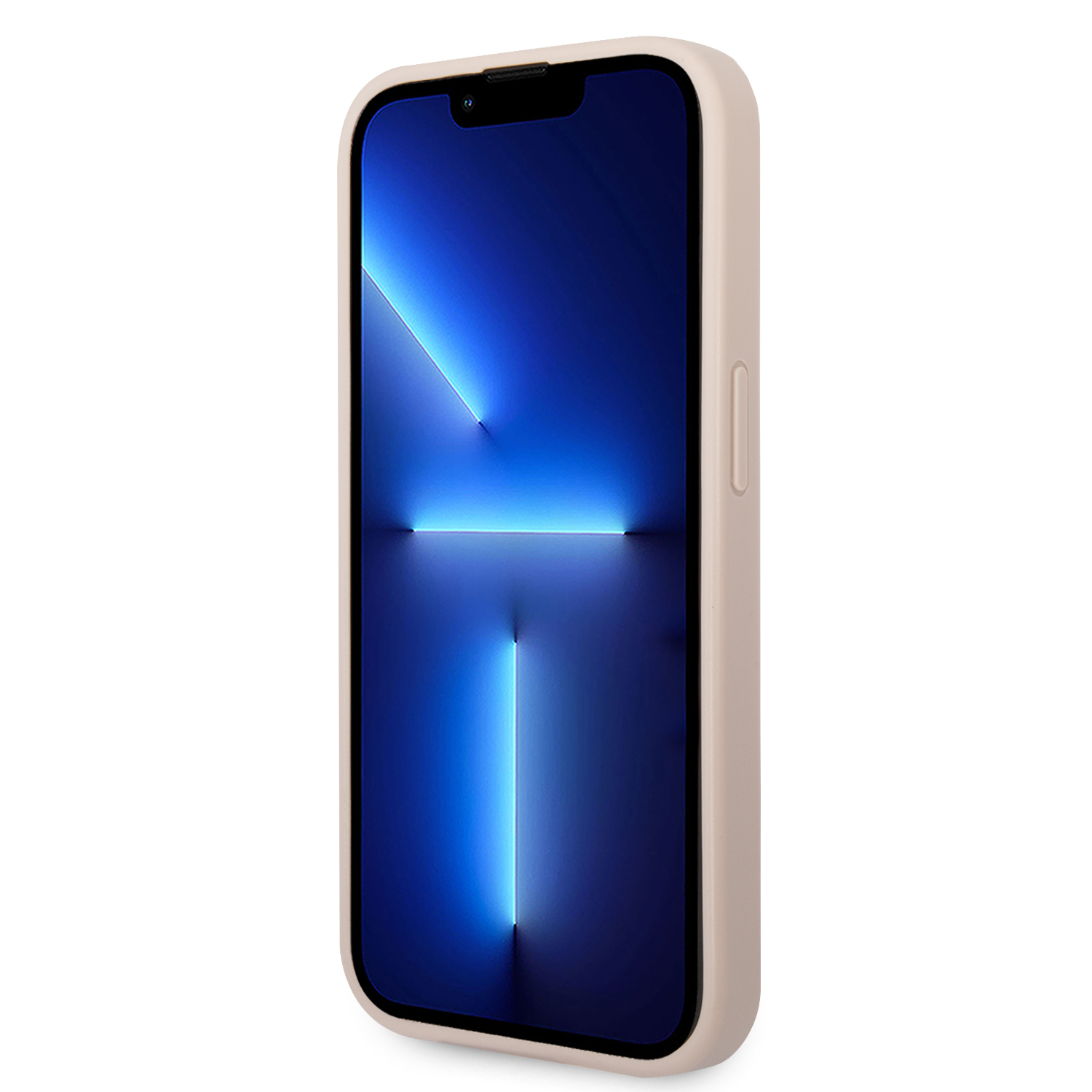 iPhone 14 Pro Max Leder Hardcase Hülle Metall Logo (GUHCP14X4GMGPI) - Rosa / Gold