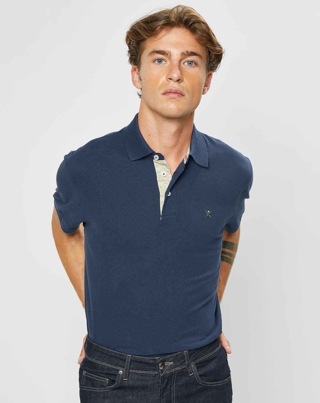 Hackett London Polo Classic Fit Piqué bleu marine