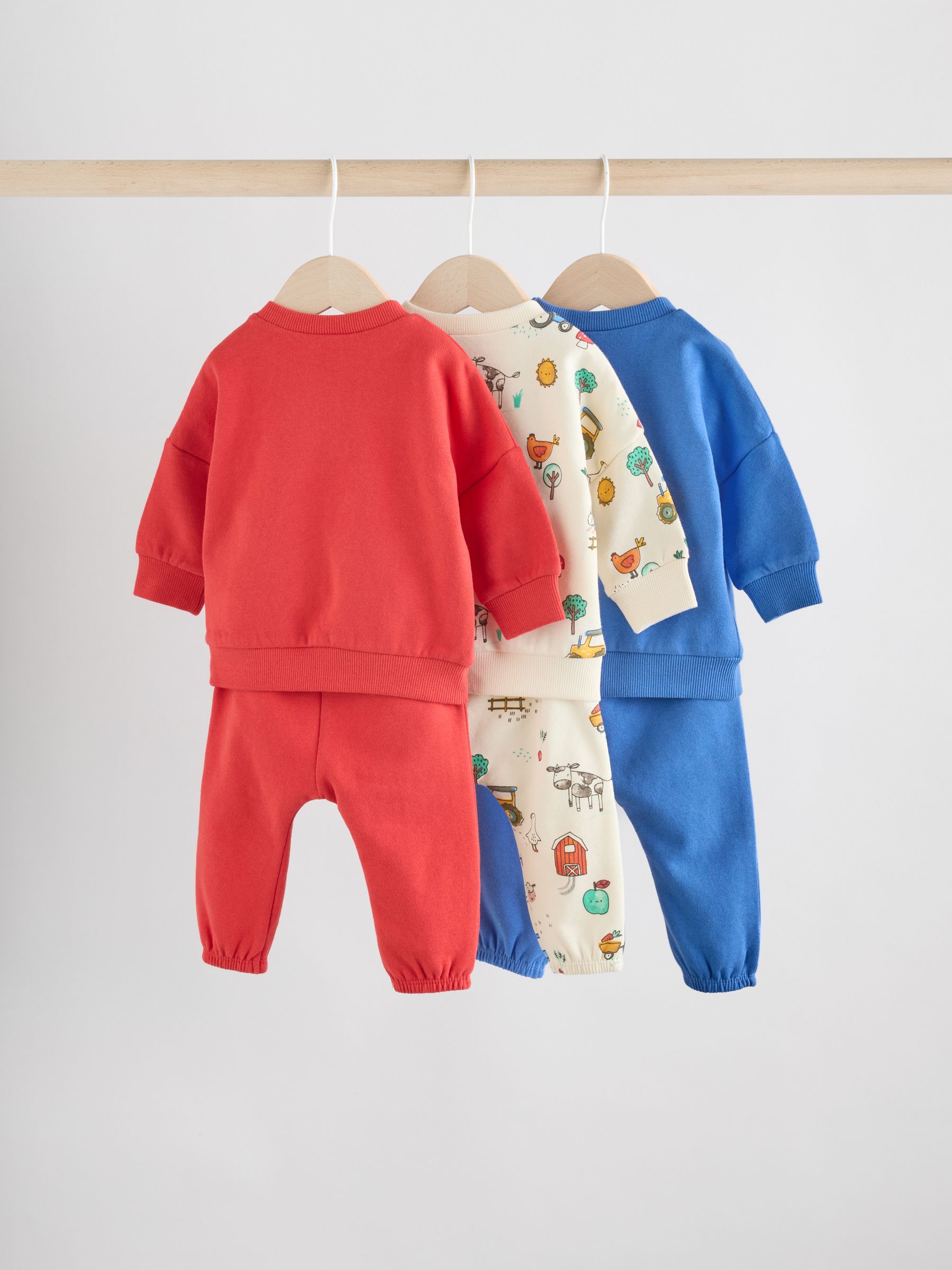 Felgekleurd met boerderijprint - Baby Sweatshirt en Joggingbroeken Set 6 stuks (0mnd-3jaar)