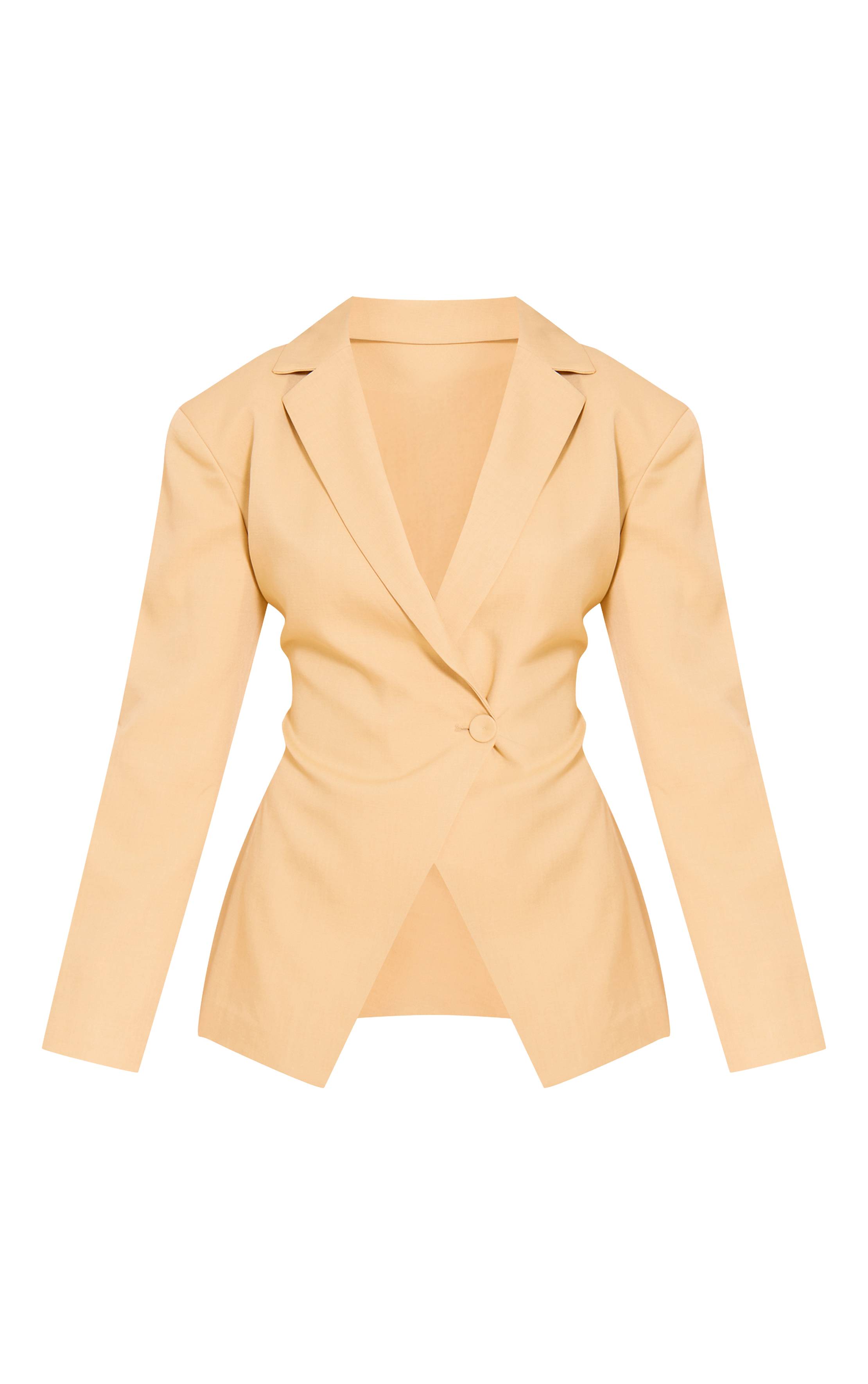 Pale Yellow Blazer Tailleur Boxy Croisé Devant Petite