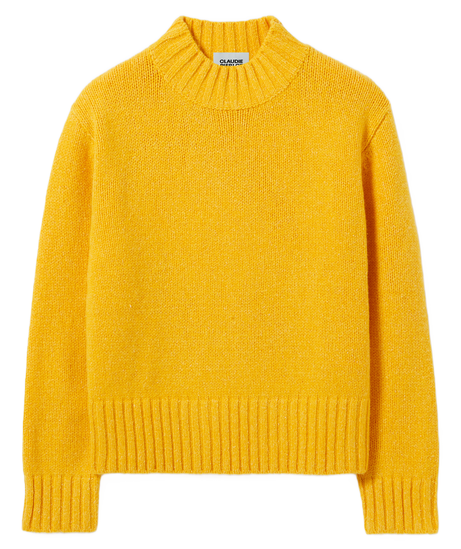 Pull col montant en laine et en soie mélangés | Jaune