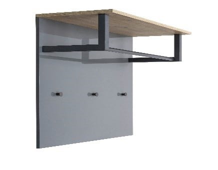 Garderobenpaneel GALAVERNA 82 x 68 cm grau Hochglanz/Artisan-Eiche-Dekor
