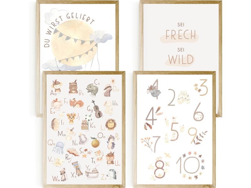 Eulentaler Posterset ABC   Zahlen 4 Stk. Kinderposter «ABC & Zahlen»