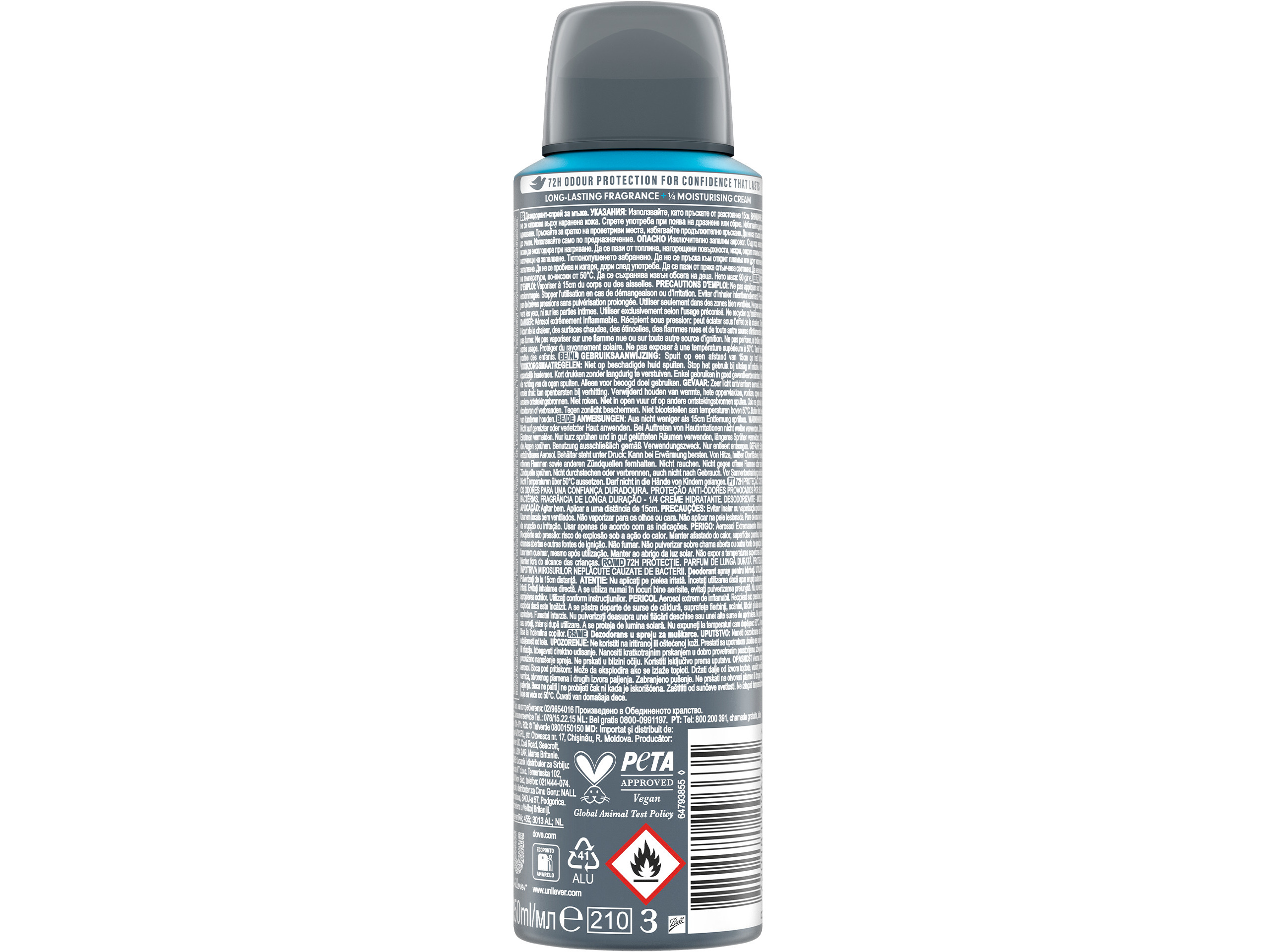 DESODORIZANTE SPRAY DOVE MEN CLEAN COMFORT 0% ALUMÍNIO 150ML