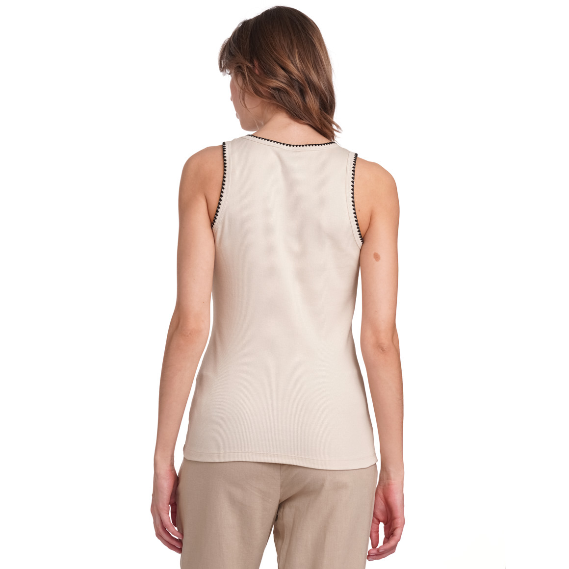 Gina Collection Damen Top mit Rippstruktur creme