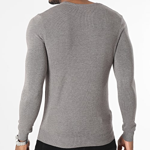 Pull Col V Gris Chiné