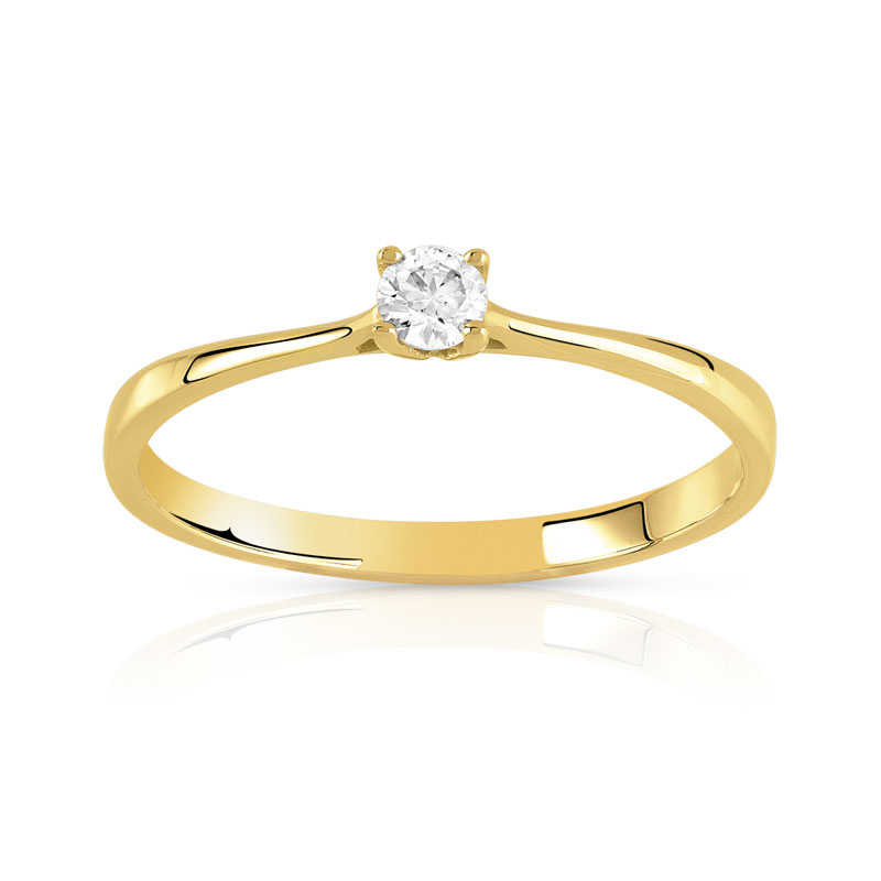 Solitaire or 750 jaune diamant 0,1 carat