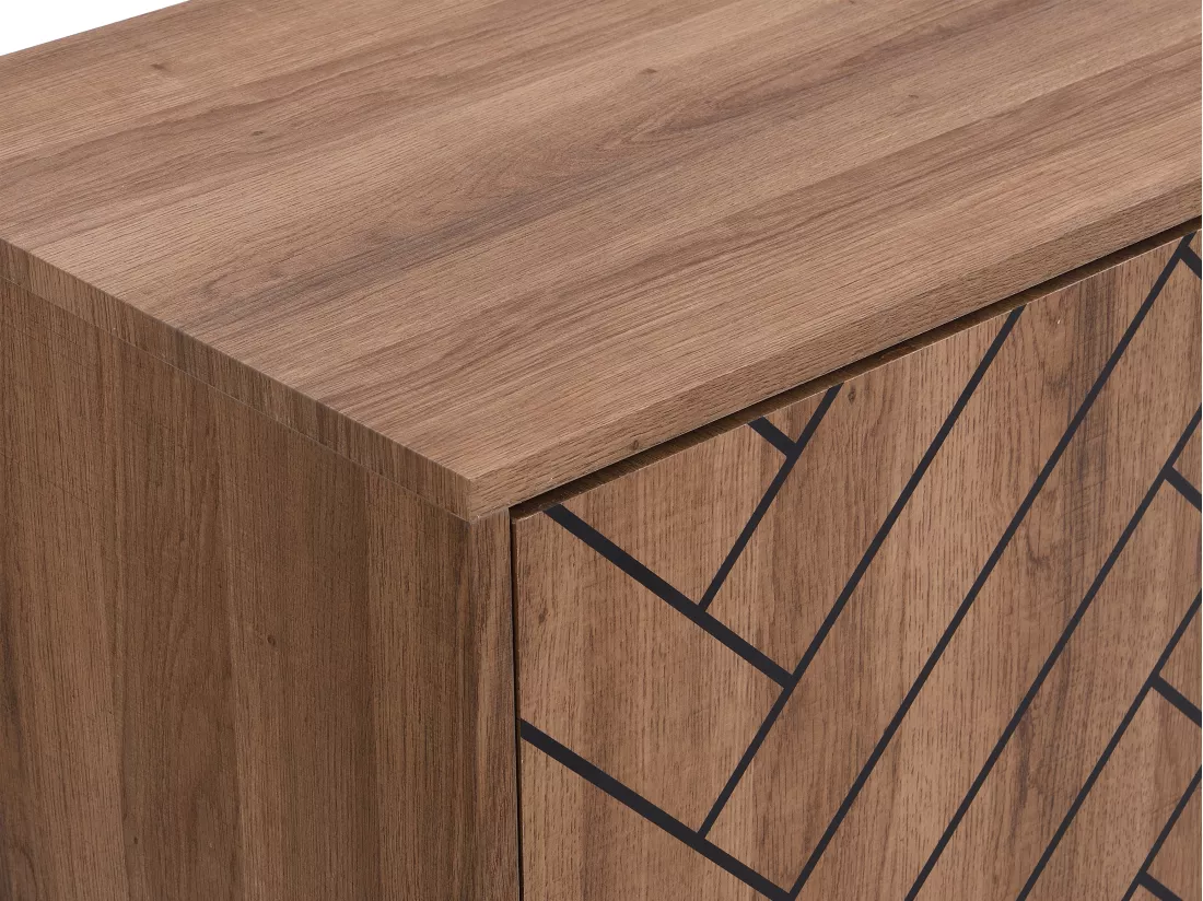 Buffet 3 portes et 3 tiroirs - MDF - Naturel et noir - CARATANA