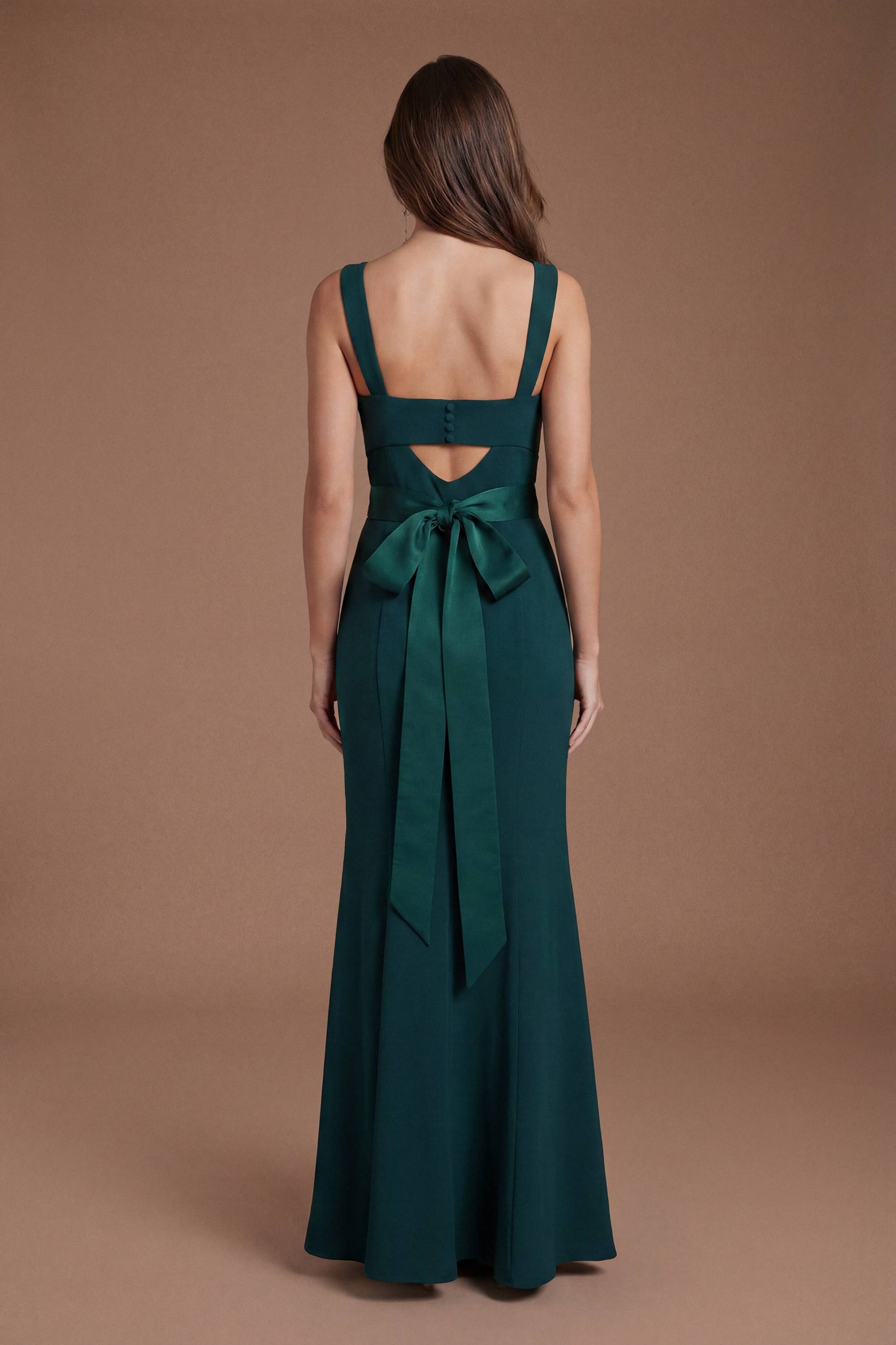 Coast Robe de Demoiselle d'Honneur en Satin à Bretelles avec Détail de Nœud au Dos