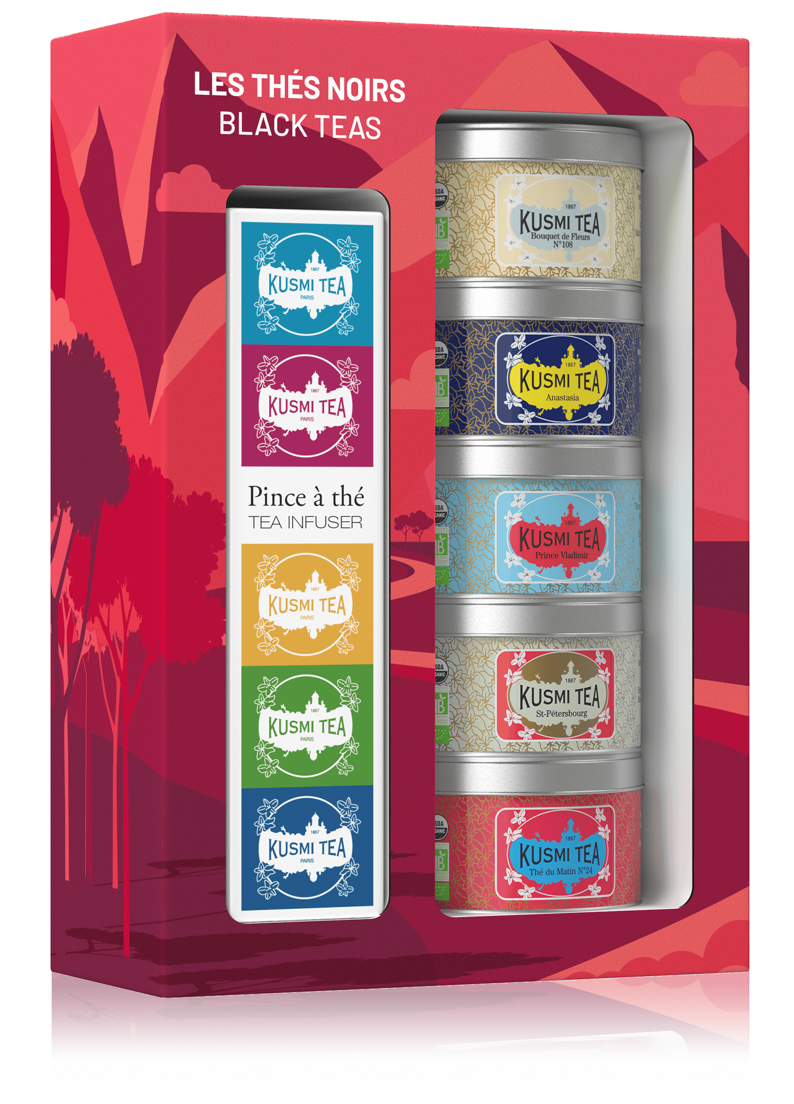 Coffret Les Thés Noirs bio avec une pince à thé-Earl grey, thé en vrac