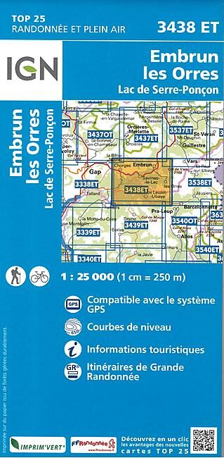 IGN - TOP25 3438ET EMBRUN 1 25 000