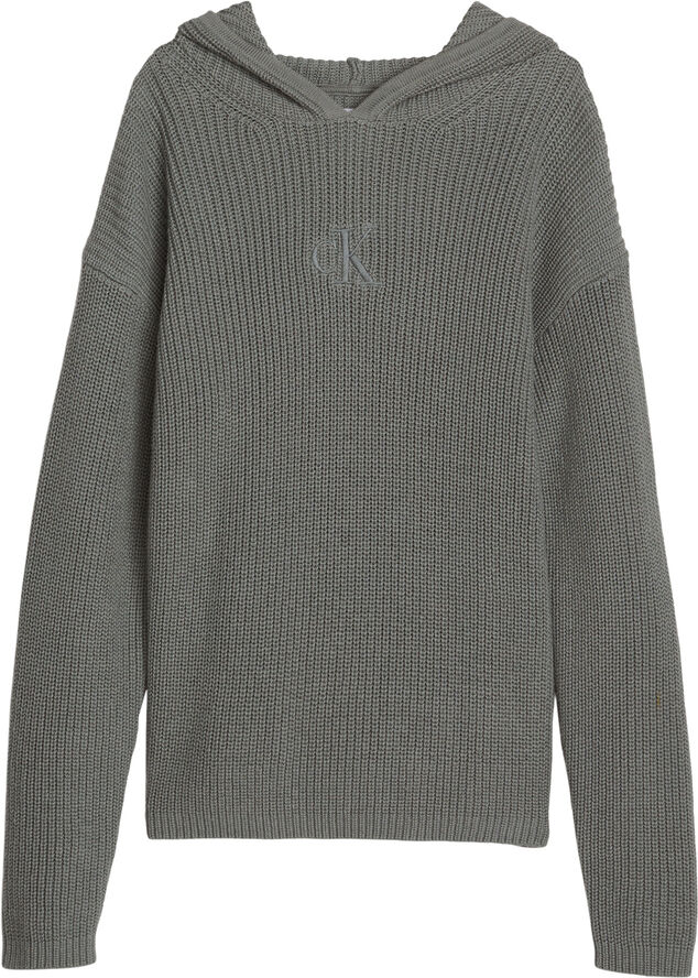 Calvin Klein RIBBED MONOGRAM HOODIE SWEATER Msw