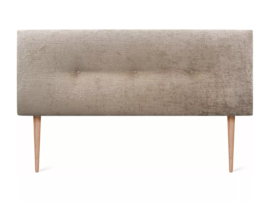DHOME Tête de Lit Laine Naturelle avec Boutons 160x105cm avec Pieds de Lit 150/160 - Marron Clair