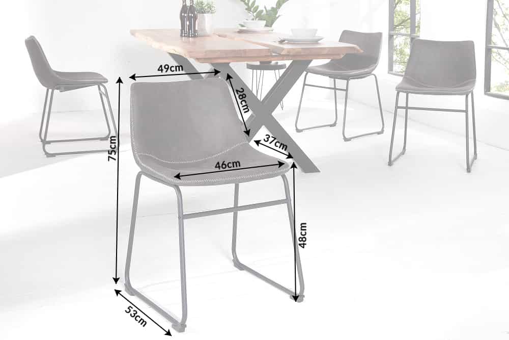 Industrial Design Stuhl DJANGO vintage grau mit Eisengestell