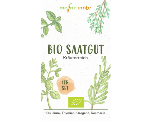 Biologische zaden, mijn oogst, kruidenrijke basilicum, tijm, rozemarijn, oregano