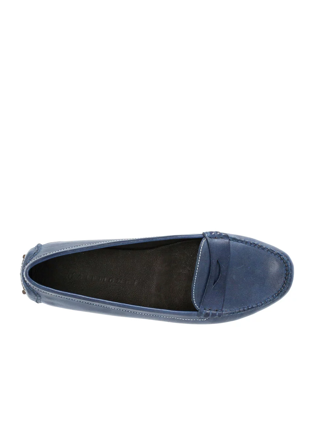 MOCASSIN ROUND DRIVER CUIR BLEU