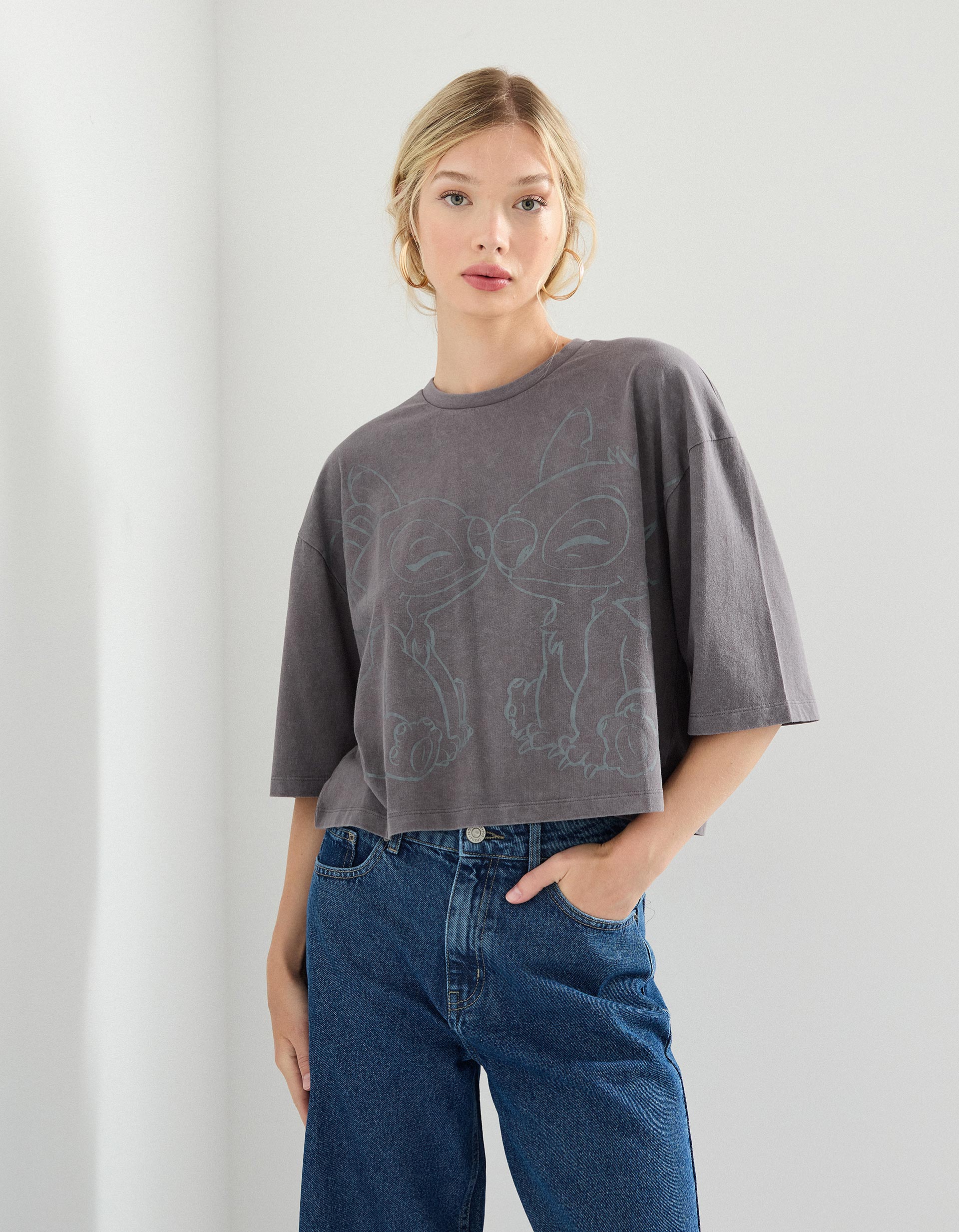 T-shirt 'Stitch' ©Disney, Mulher, Cinzento