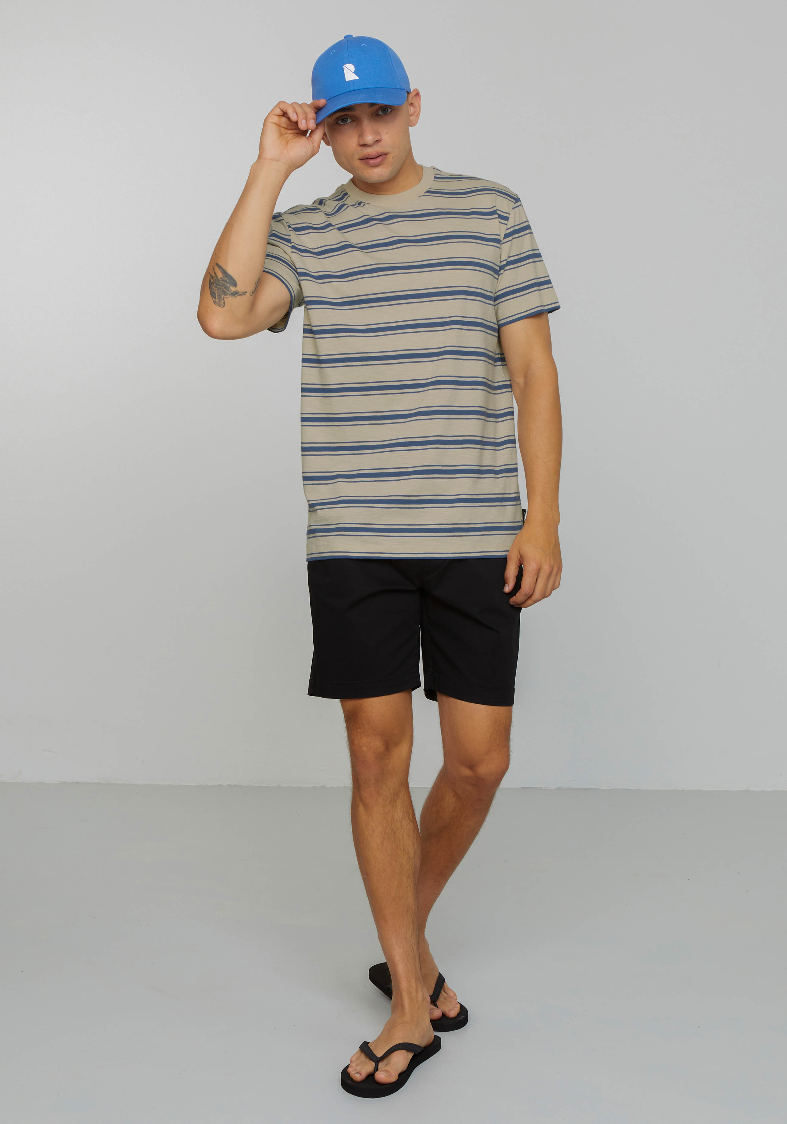 Recolution T-Shirt Cassava Stripes Electric Blue
