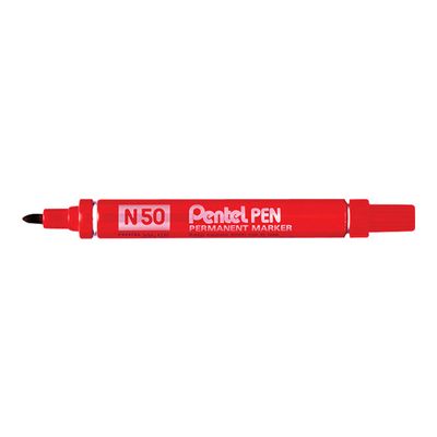 Pentel PEN N50 - Pack de 4 marqueurs permanents - pointe ogive - noir, bleu, rouge et vert