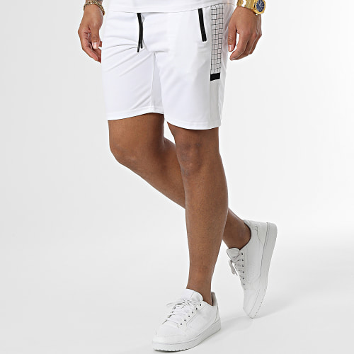 Ensemble Tee Shirt Et Short Jogging E387 Blanc