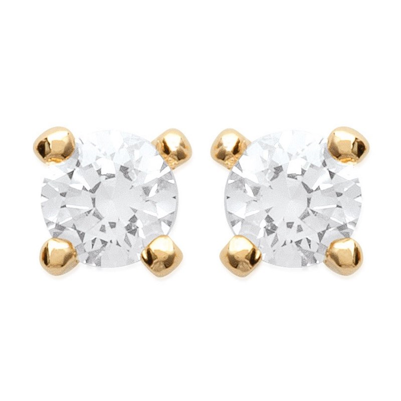 Boucles d'oreilles clous puces oxyde de zirconium Plaqué or 750 3 microns