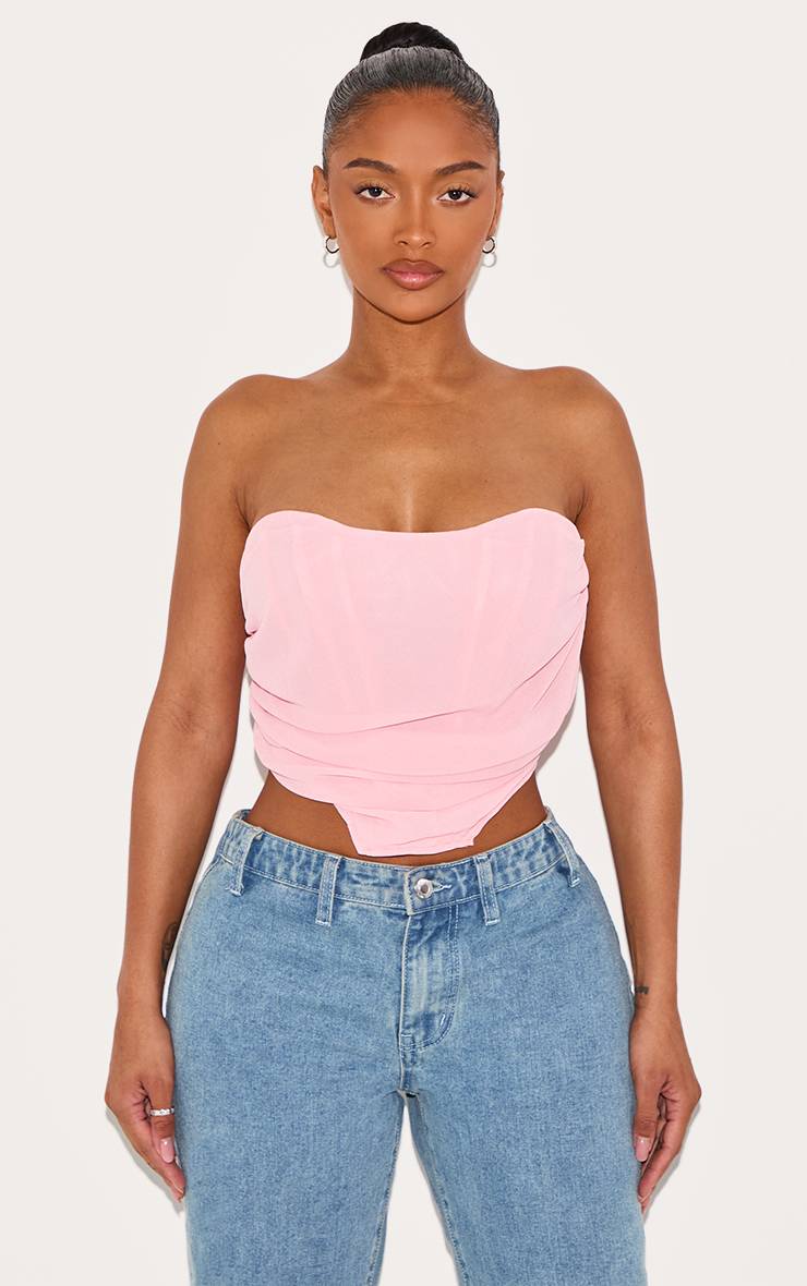 Rose Top Court Corset En Mousseline Froncée Shape