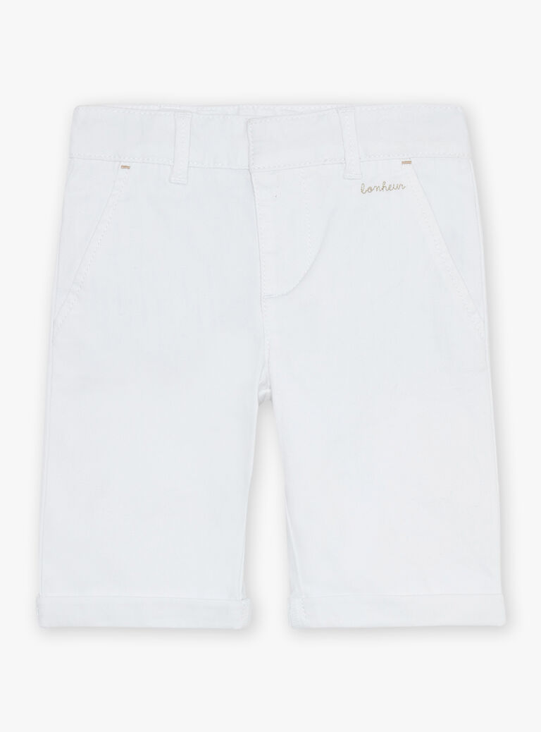 Bermuda blanc à broderie