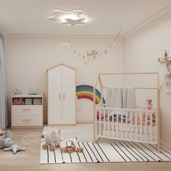 Cabane Lit Bébé   Blanc / Bois        60 x 120 cm   de               Roba