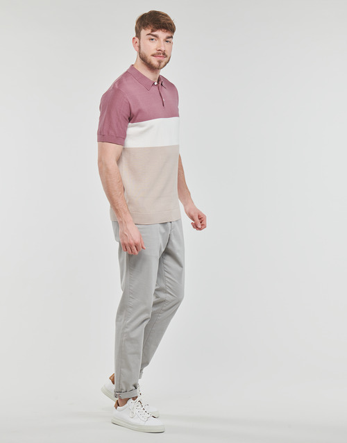 Selected - SLHMATTIS SS KNIT BLOCK POLO B - Mauve / Blanc / Beige