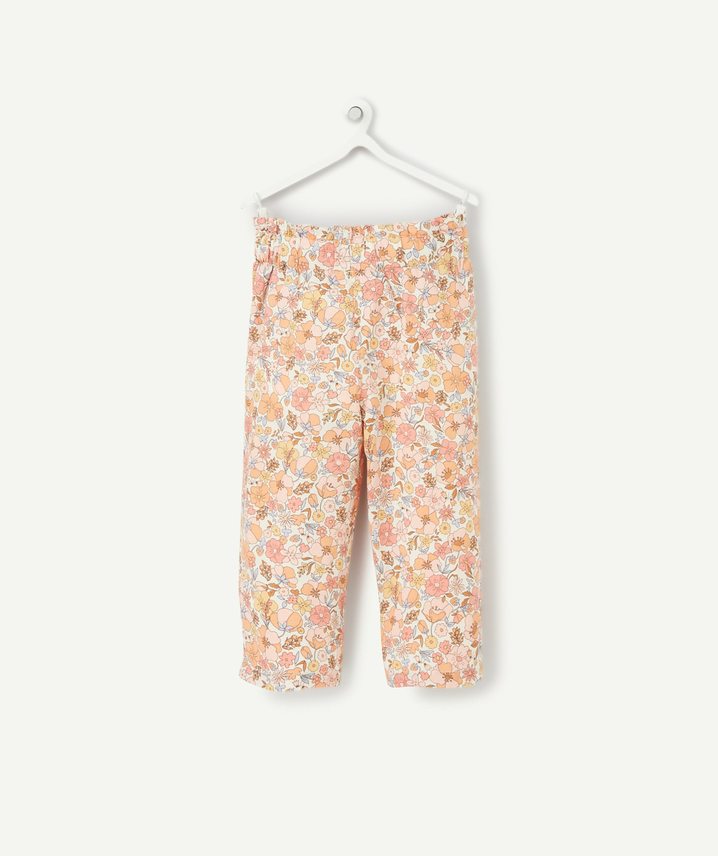 PANTALON FLUIDE BÉBÉ FILLE EN COTON AVEC IMPRIMÉ FLEURI
