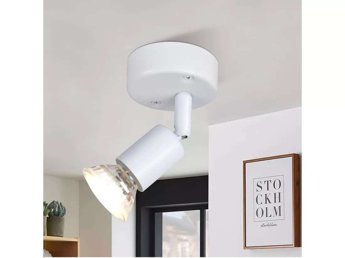 NETTLIFE Spot de plafond LED orientable GU10 1 flamme Spots de plafond Salon industriel orientable