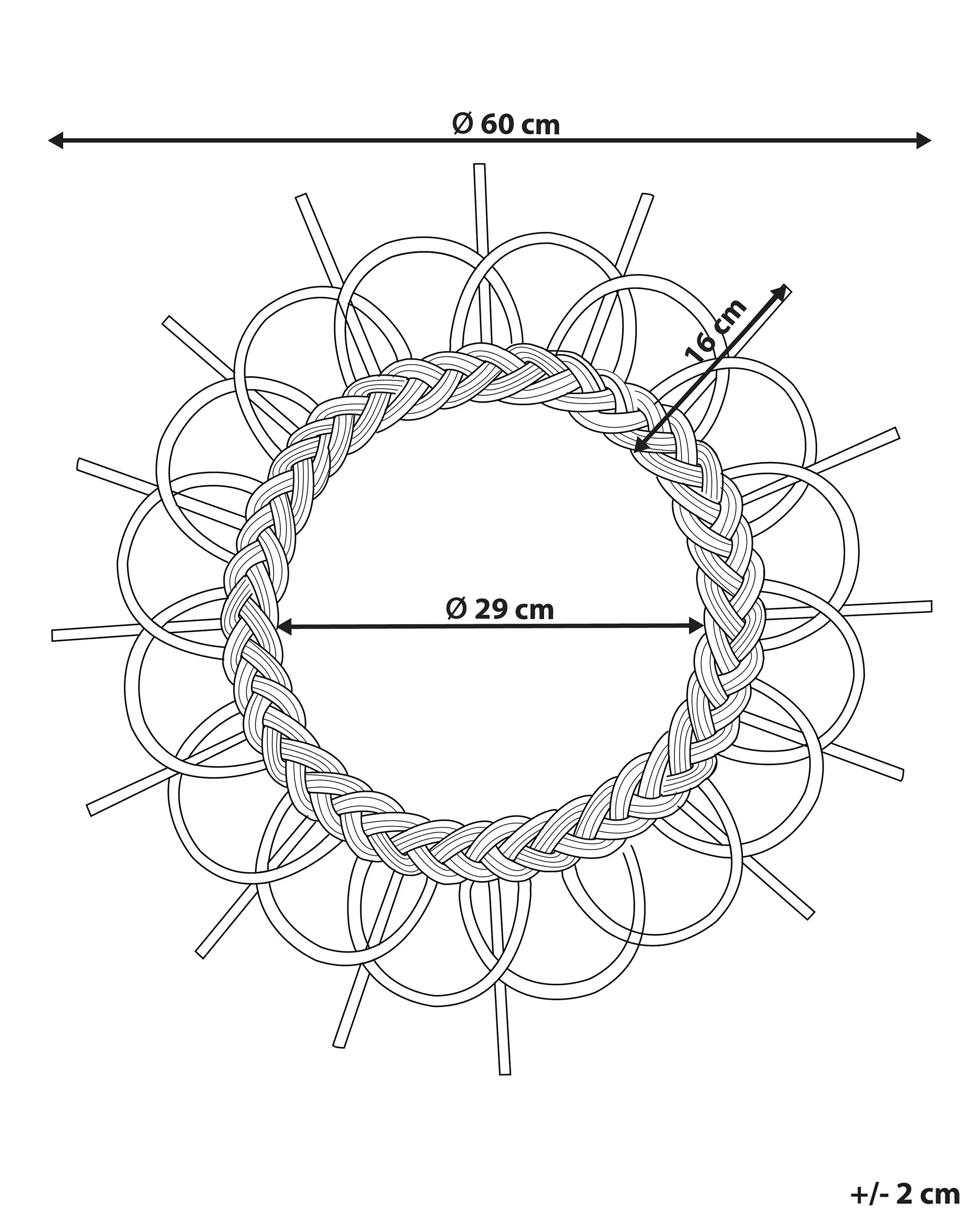 Wandspiegel TELAKIA 60 cm 60 cm Rotan Natuurlijk