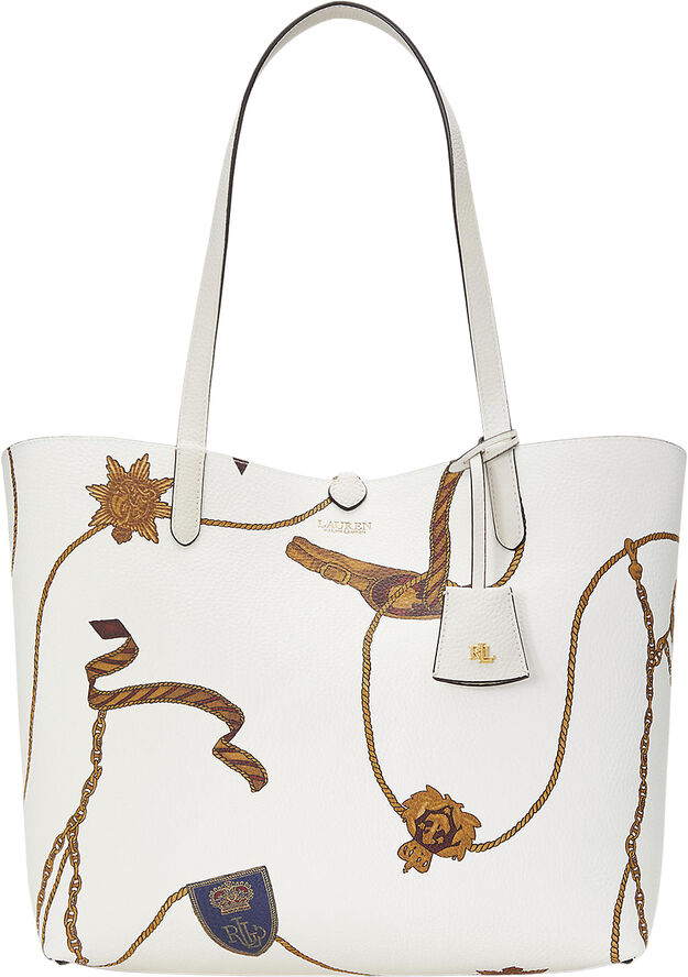 Lauren Ralph Lauren FAUX PEBBLE GRAIN-RVRSBLE TOTE-TTE- Soft white/officer blt/cream