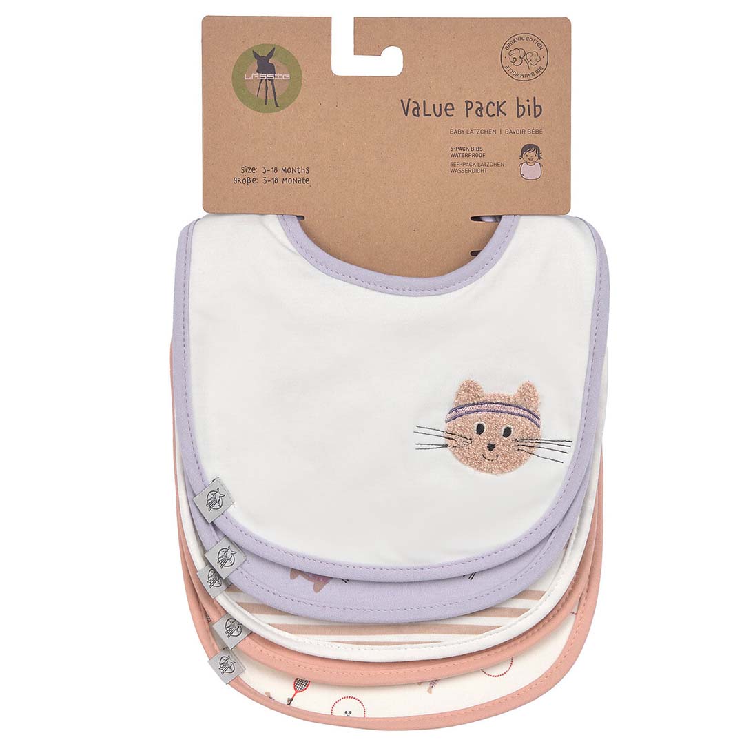 lässig slabbetjes tiny team - cat - 5st